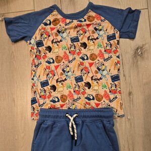 Little snuggles 3t bluey baseball bamboo short set